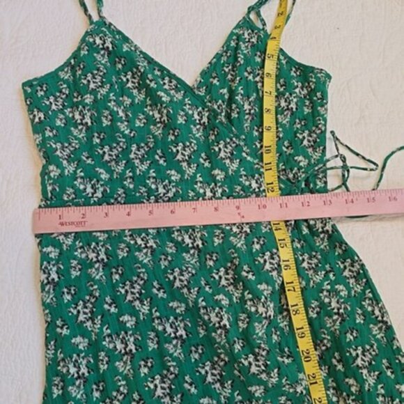 The Fifth Label Women's Wrap Maxi Dress Size XS Green Floral Ruffle Hem Boho - Picture 8 of 15